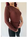 Opya Kahverengi Tek Kollu Bluz