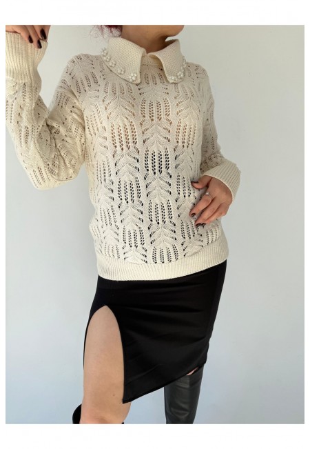 Purel Bej Örgülü Kazak