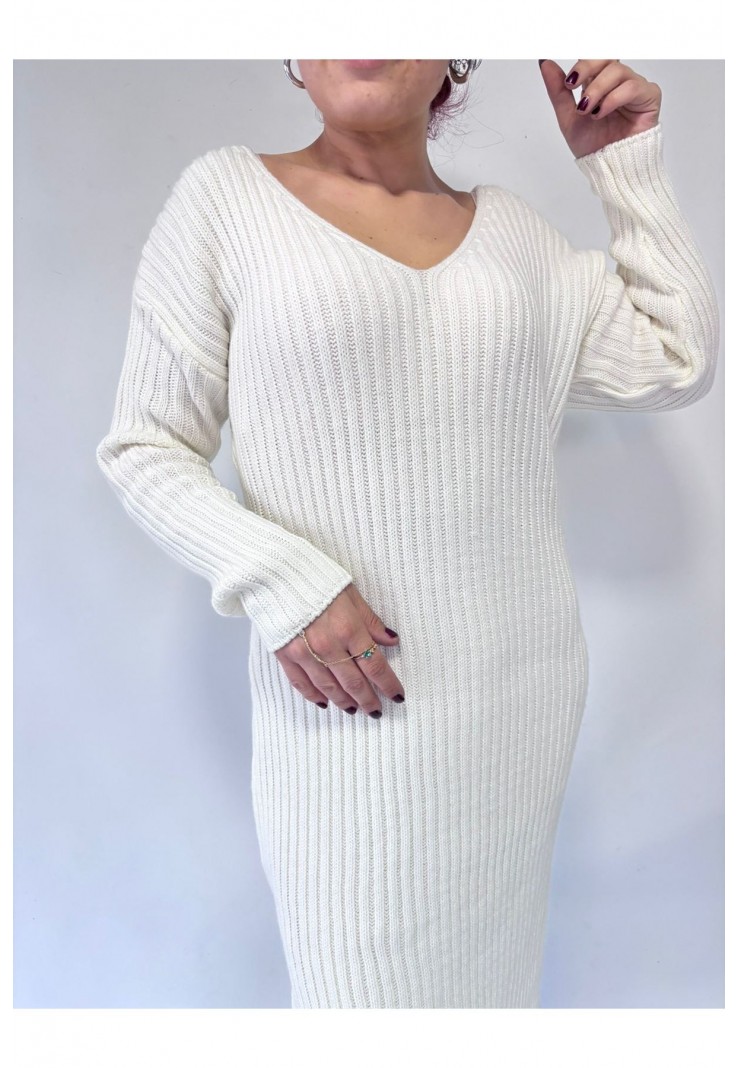 Treo Beyaz Triko Elbise Treo Beyaz Triko Elbise