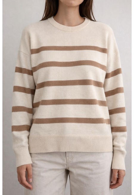 Mote Bej Çizgili Kazak Mote Bej Çizgili Kazak