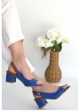 Alessi Mavi Rugan Topuklu Ayakkabı