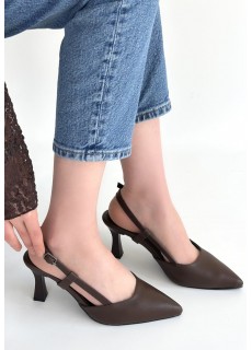 Hoost Kahverengi Cilt Topuklu Ayakkabı