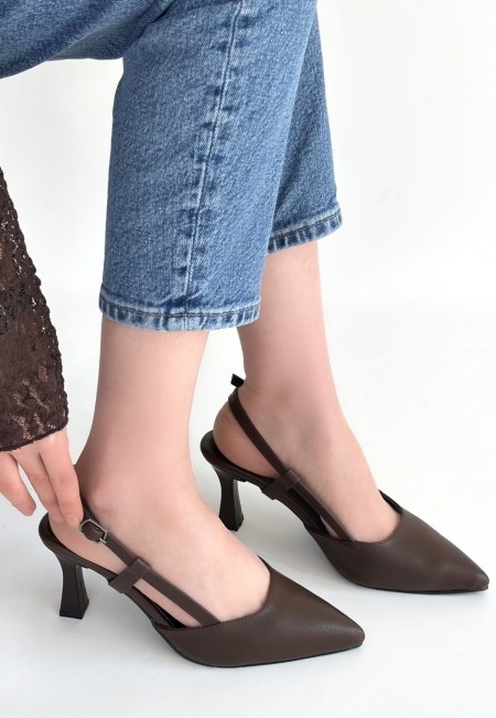 Hoost Kahverengi Cilt Topuklu Ayakkabı Hoost Kahverengi Cilt Topuklu Ayakkabı