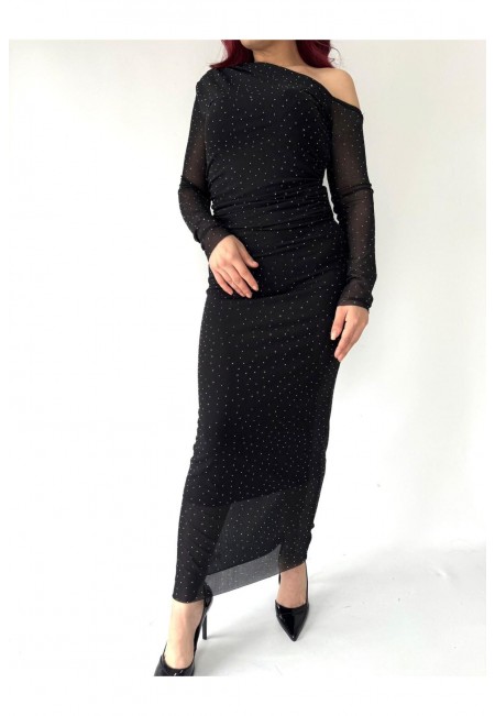 Onser Siyah Taşlı Boydan Elbise Onser Siyah Taşlı Boydan Elbise
