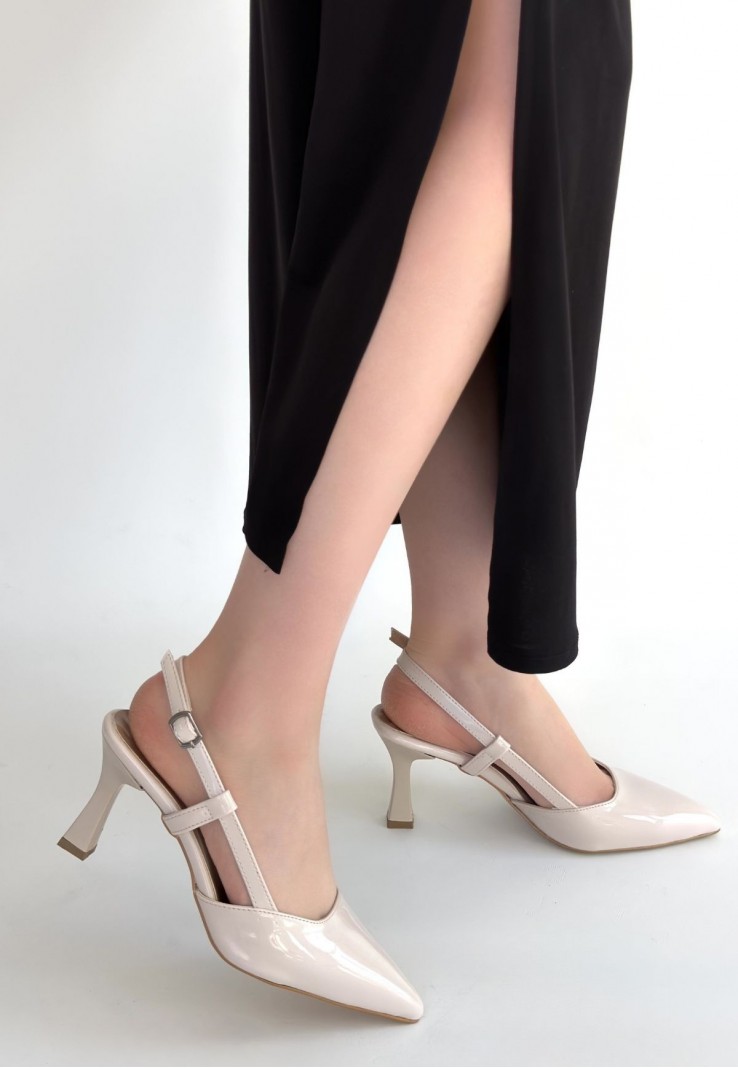 Hoost Bej Rugan Topuklu Ayakkabı