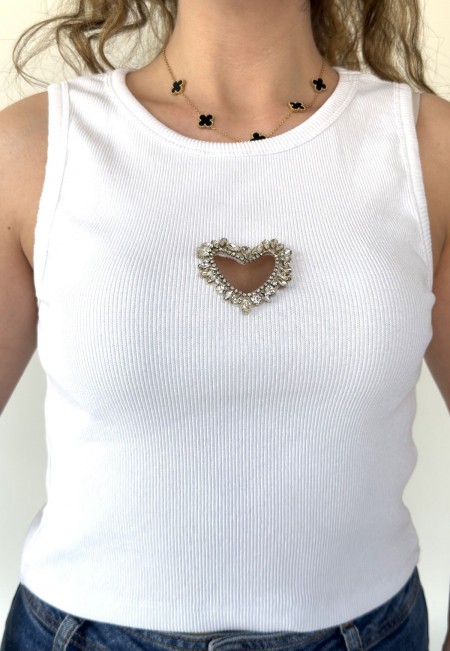 Avrile Beyaz Kalın Askılı Tişört