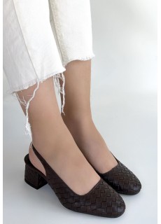 Dier Kahverengi Cilt Topuklu Ayakkabı