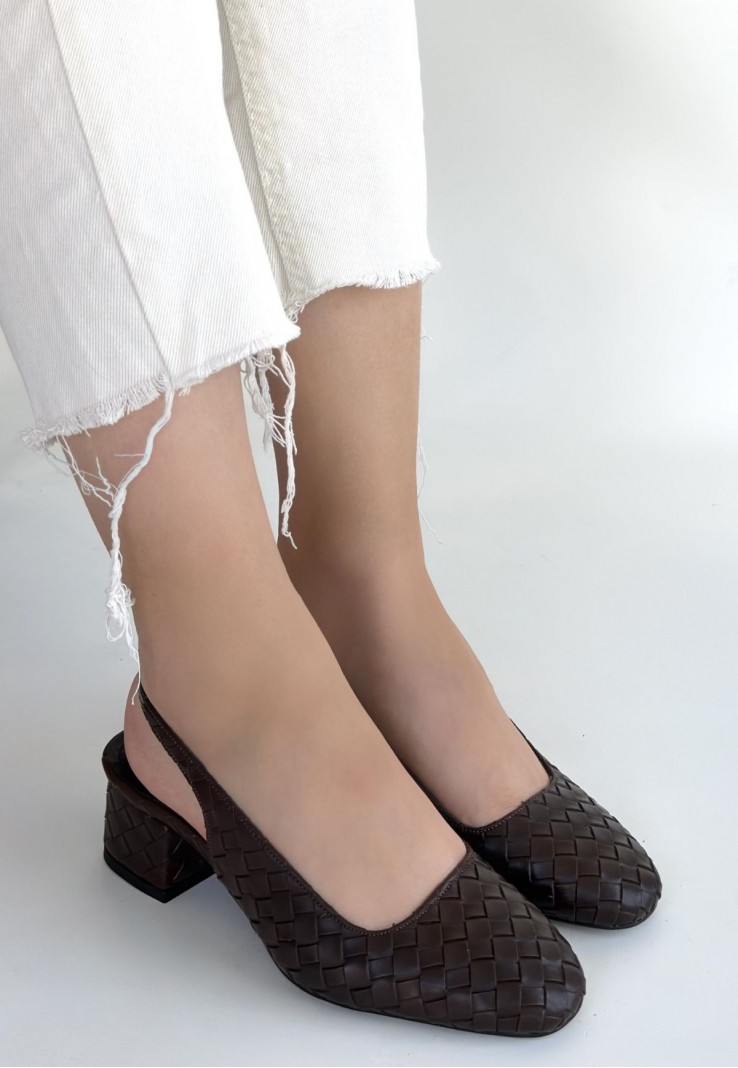 Dier Kahverengi Cilt Topuklu Ayakkabı