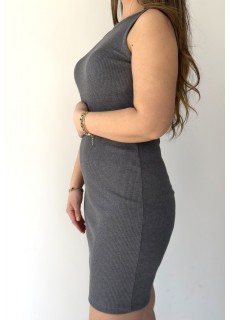 Leonne Gri Diz Üstü Elbise