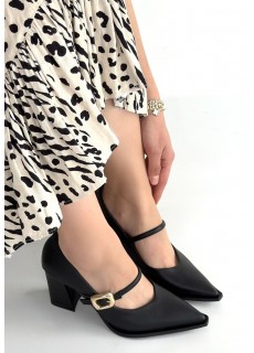 Nıvra Siyah Cilt Topuklu Ayakkabı