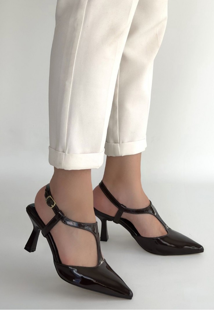 Tula Kahverengi Rugan Topuklu Ayakkabı