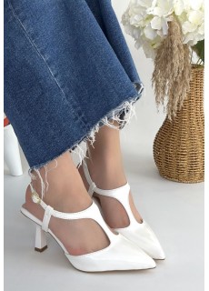 Tula Beyaz Rugan Topuklu Ayakkabı