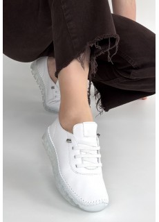 Jiten Beyaz Deri Bağcıklı Spor Ayakkabı