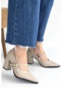 Nıvra Bej Cilt Topuklu Ayakkabı