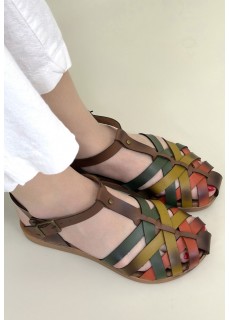 Woji Taba Deri Kemerli Sandalet