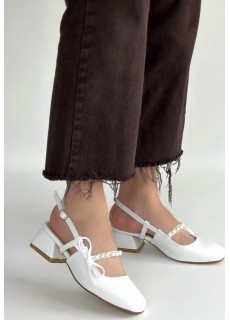 Ceyda Beyaz Cilt Topuklu Ayakkabı
