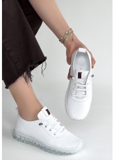 Jiten Beyaz Deri Bağcıklı Spor Ayakkabı