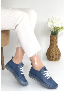 Jiten Mavi Deri Bağcıklı Spor Ayakkabı