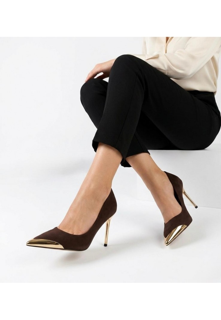 Alis Kahverengi Saten Stiletto Ayakkabı Alis Kahverengi Saten Stiletto Ayakkabı