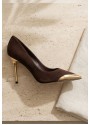 Alis Kahverengi Saten Stiletto Ayakkabı Alis Kahverengi Saten Stiletto Ayakkabı