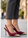 Puen Bordo Saten Stiletto Ayakkabı