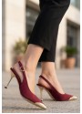 Puen Bordo Saten Stiletto Ayakkabı