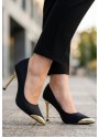 Norji Siyah Saten Stiletto Ayakkabı