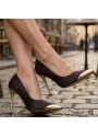 Norji Kahverengi Saten Stiletto Ayakkabı