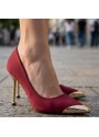 Norji Bordo Saten Stiletto Ayakkabı